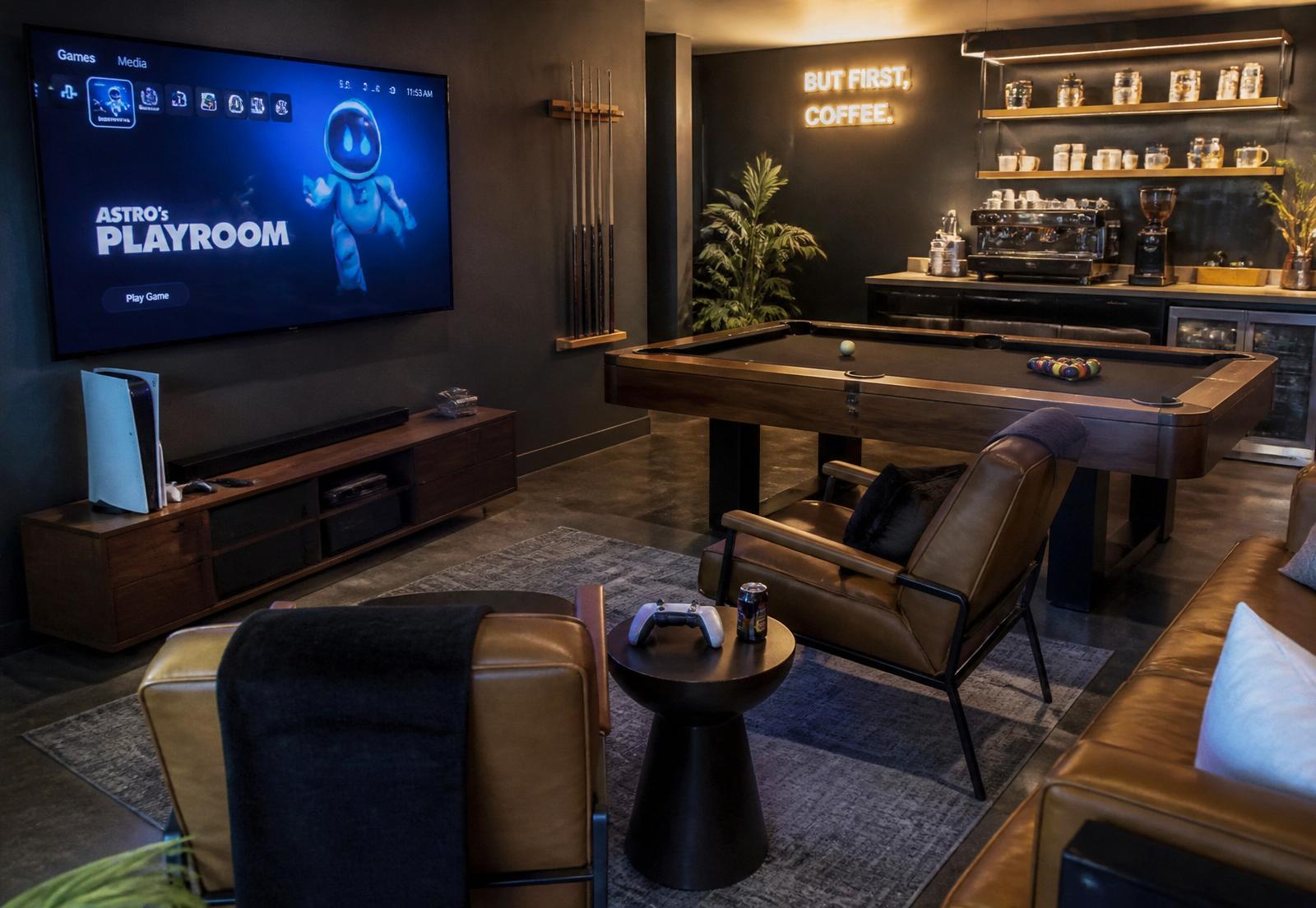 Game room · PS5, biliardo & espresso bar