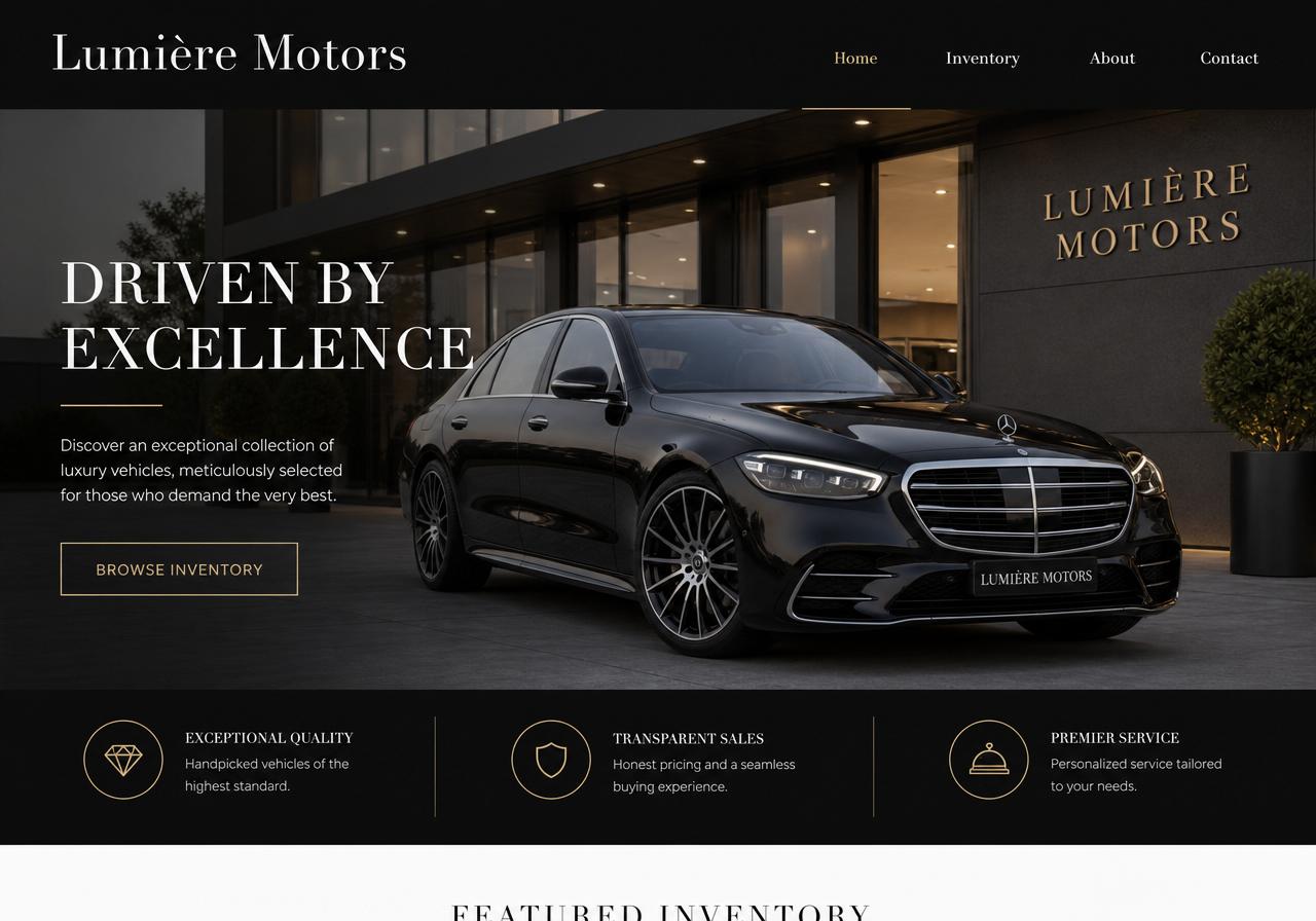 Lumière Motors — Auto showroom — vehicle catalog