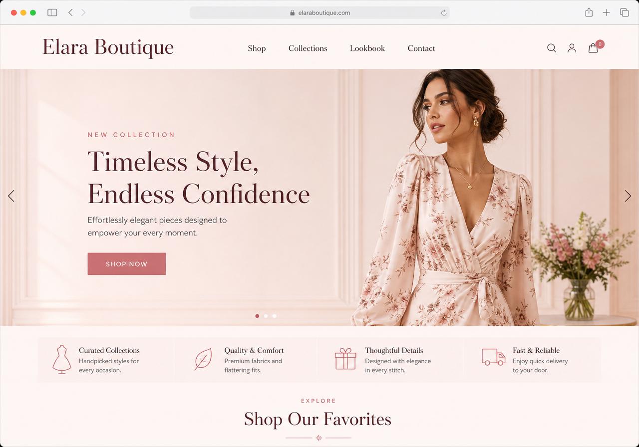 Elara Boutique — Women's fashion — e-commerce